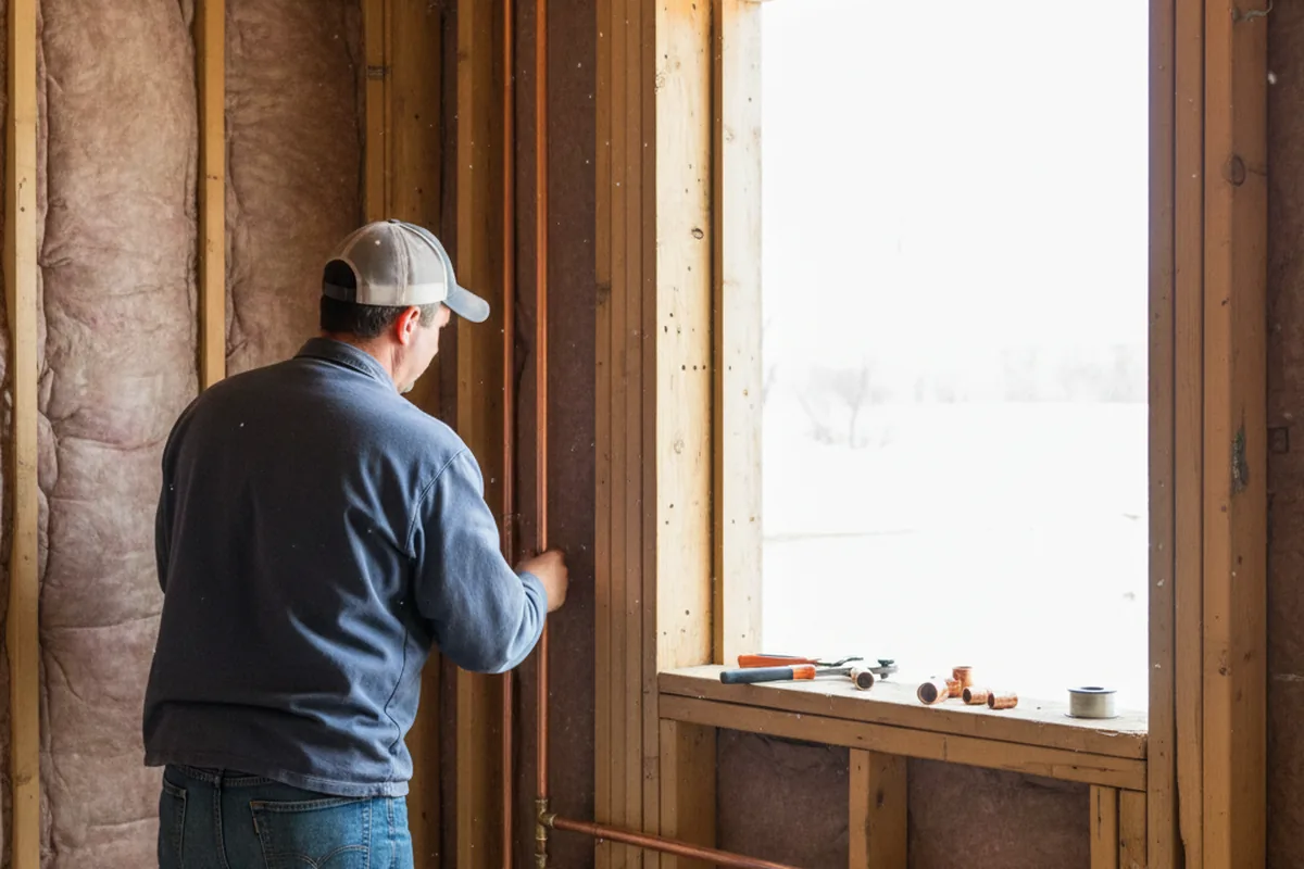 Licensed plumber running new copper supply lines in a Petersburg home